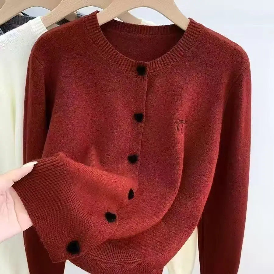 Amoria | Women’s Soft Wool Blend Heart Button Cardigan