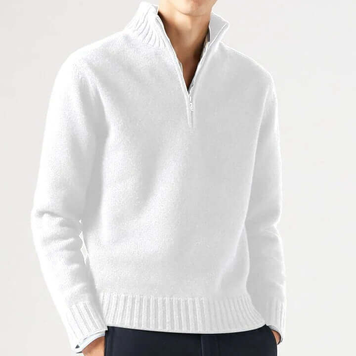 Zavero | Men’s Modern Soft Knit Zip Pullover