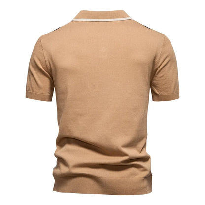 Nameo | Men’s Contrast Stripe Knit Polo Shirt