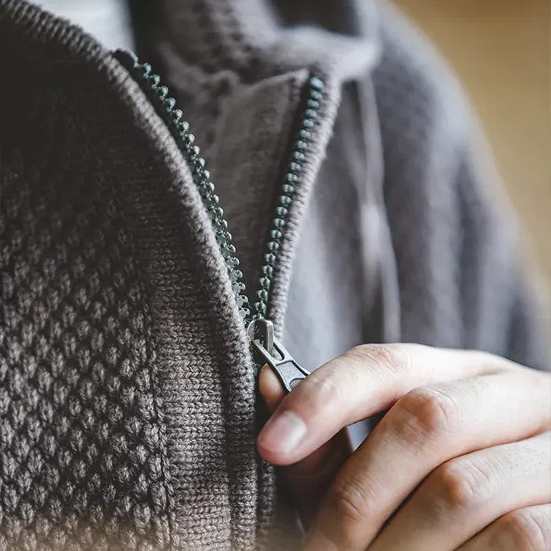 Kyoto | Men’s Textured Jacquard Knit Half-Zip Hoodie
