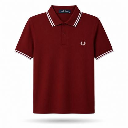 Fred Perry Men's Contrast-Tipped Cotton Polo Shirt – Slim Fit Smart-Casual Polo
