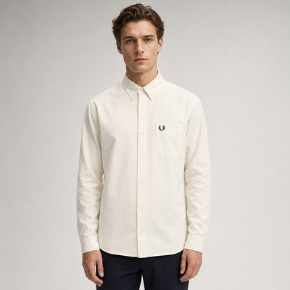 Fred Perry Men's Long Sleeve Button-Down Shirt – Premium Cotton Smart Casual Shirt