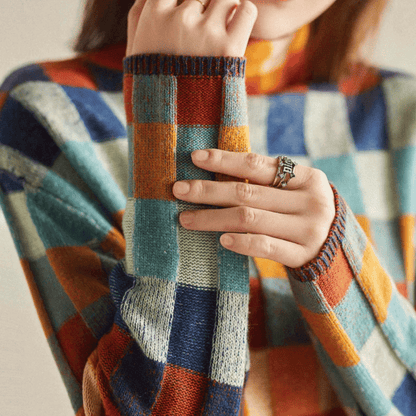 Friena | Women’s Patchwork Turtleneck Knit Sweater