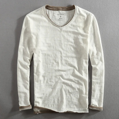 Hokuto | Men’s Japanese Cotton Relaxed V-Neck Long Sleeve Shirt