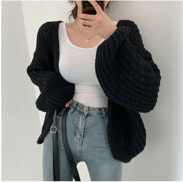 Relanie | Women’s Chunky Lantern Sleeve Cardigan