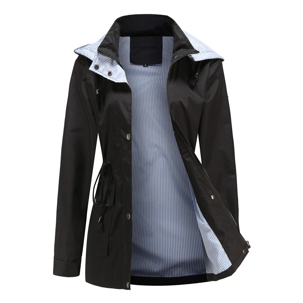 Charnice | Women’s Hooded Water-Resistant Trench Coat