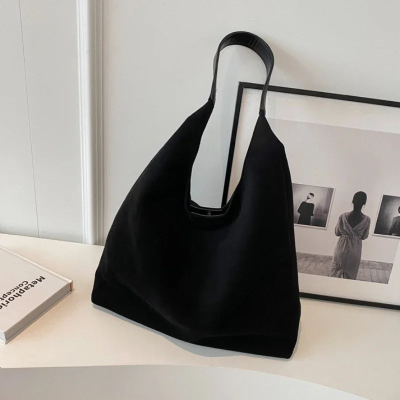 Solvra | Women’s Faux Suede Slouch Tote Bag