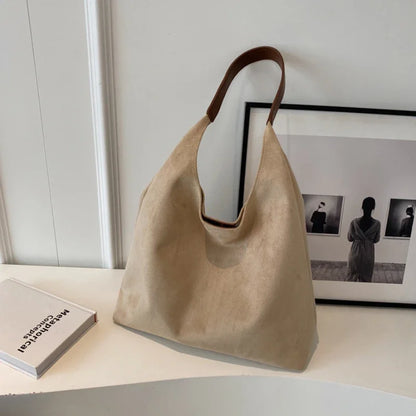 Solvra | Women’s Faux Suede Slouch Tote Bag