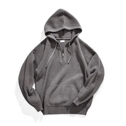 Kyoto | Men’s Textured Jacquard Knit Half-Zip Hoodie