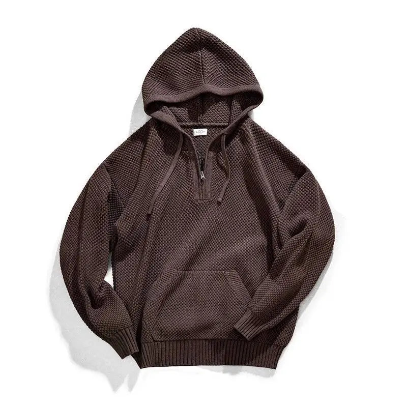 Kyoto | Men’s Textured Jacquard Knit Half-Zip Hoodie