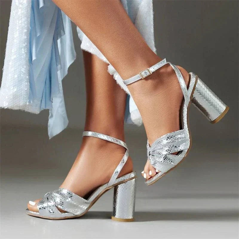Perina | Women’s Metallic Block Heel Sandals
