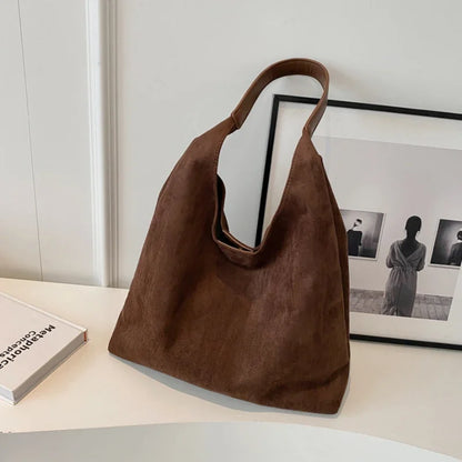 Solvra | Women’s Faux Suede Slouch Tote Bag
