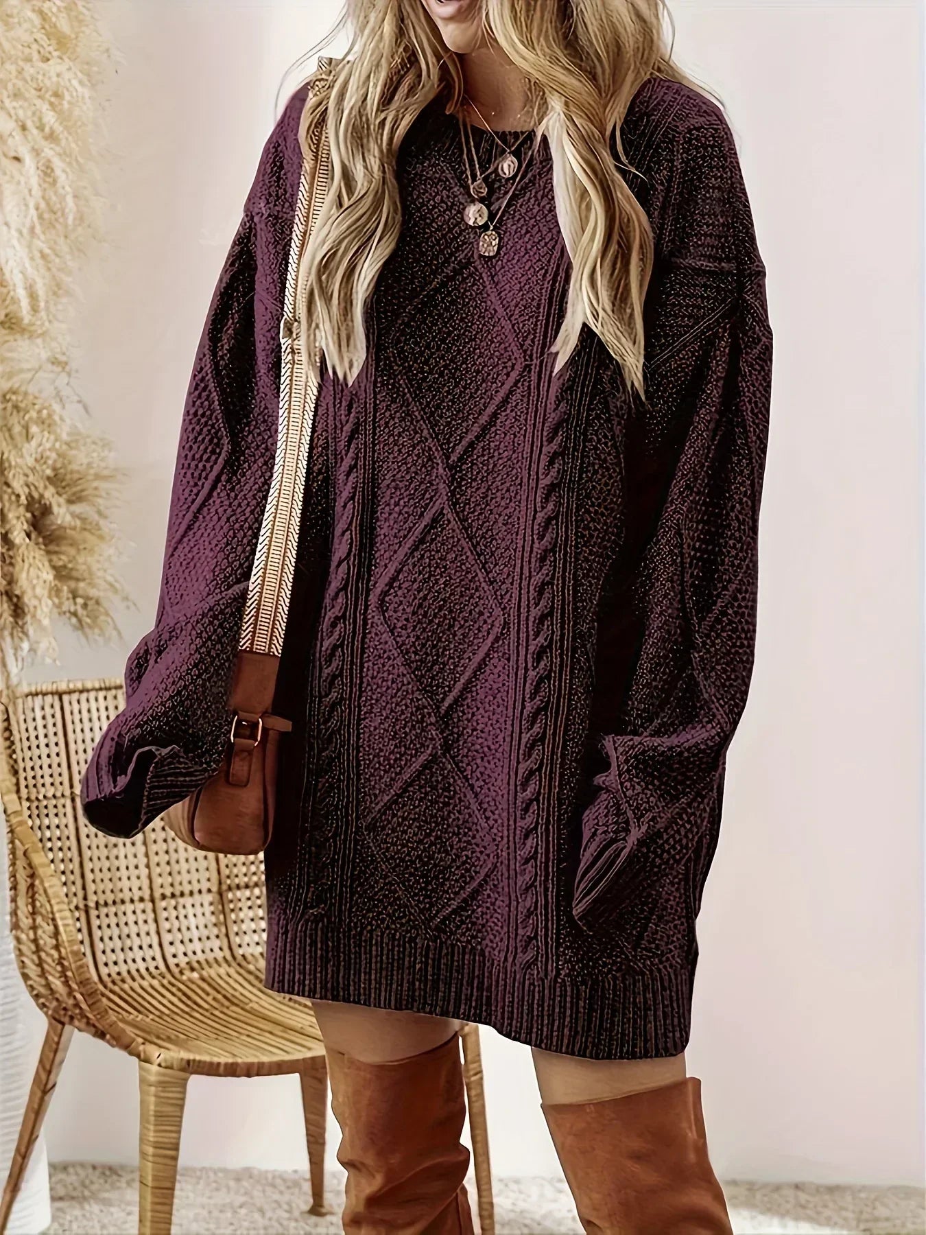 Valdina | Women’s Cable Knit Sweater Dress