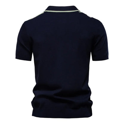 Nameo | Men’s Contrast Stripe Knit Polo Shirt