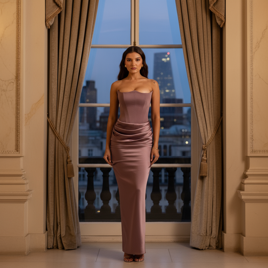 Women’s Maxi Dress | Strapless, Corset Bodice Design-Maxi Dresses-Zeravi-Purple-S-Zeravi
